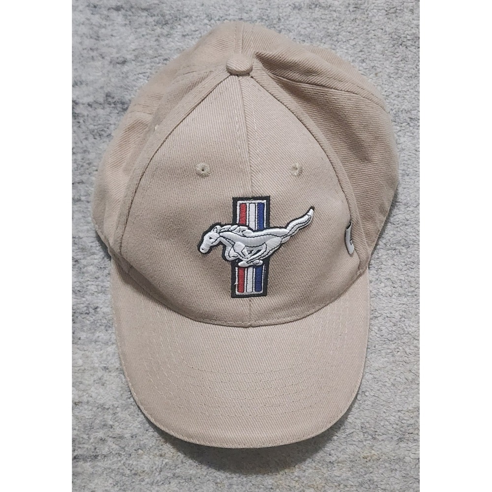 Men's Ford Mustang GT Beige Cotton Embroidered Adjustable Hat